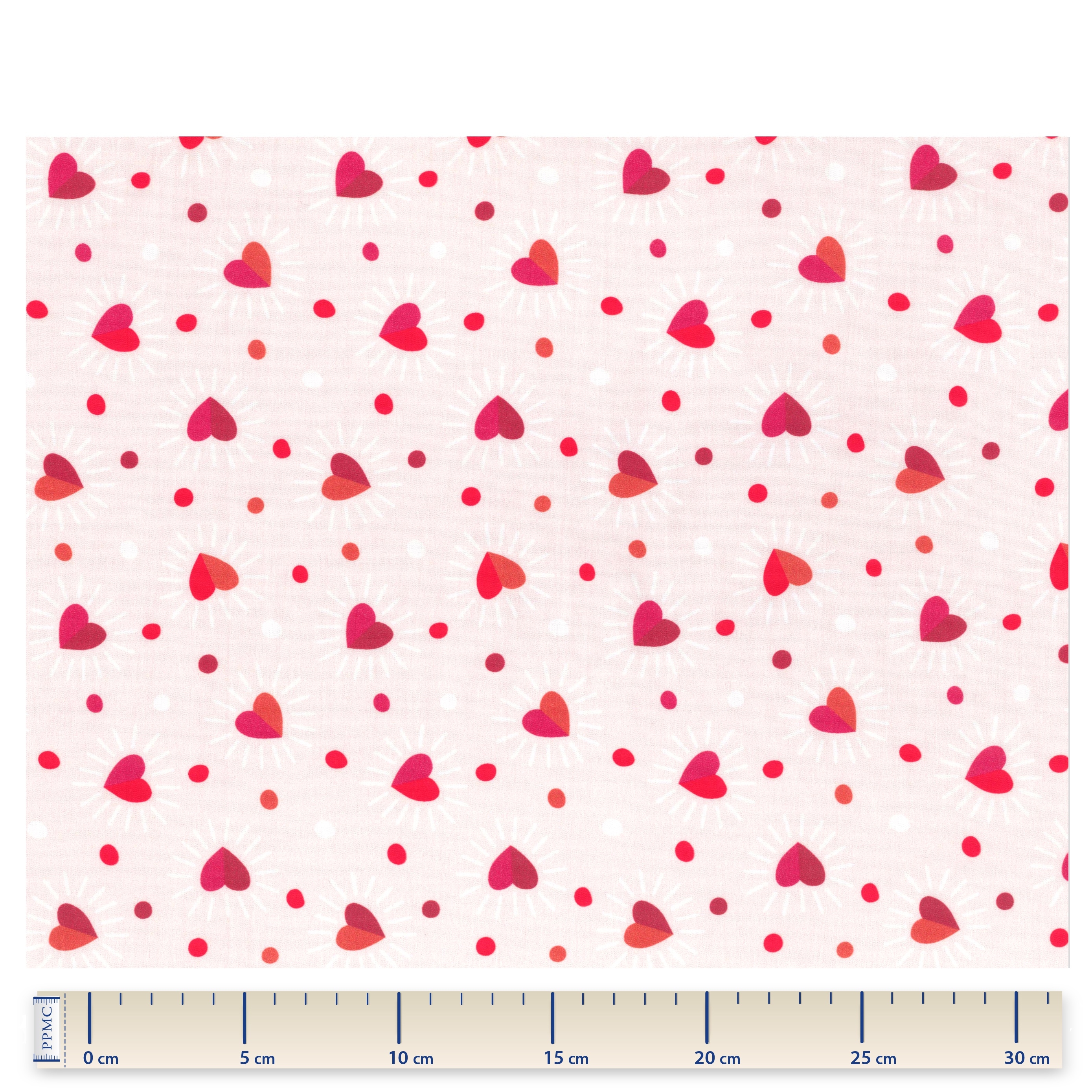 Coupon Tissu 50 Cm Ex2306 Coeurs Scintillants Rouges