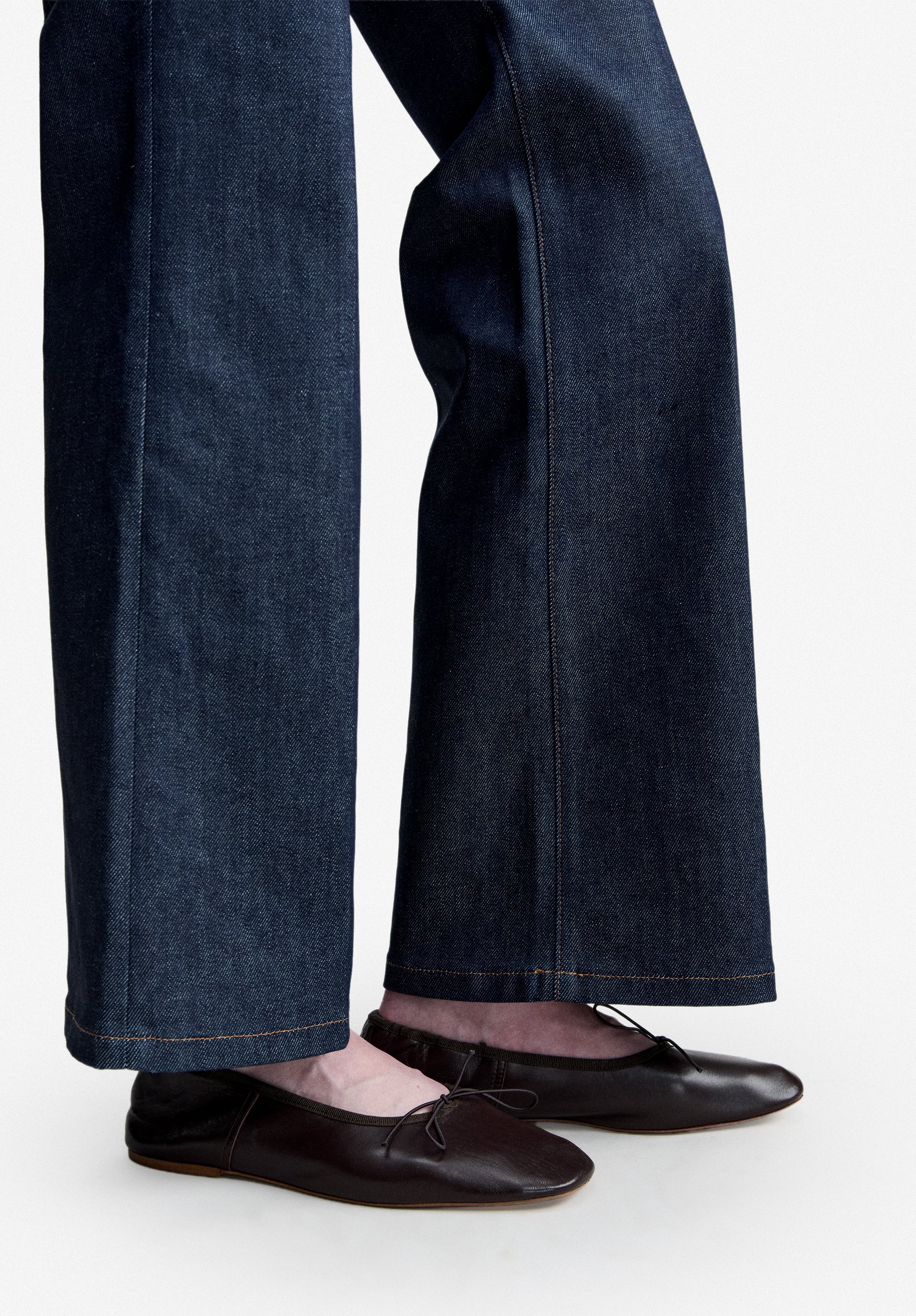 Ballerines en cuir lisse - Marron fonce
