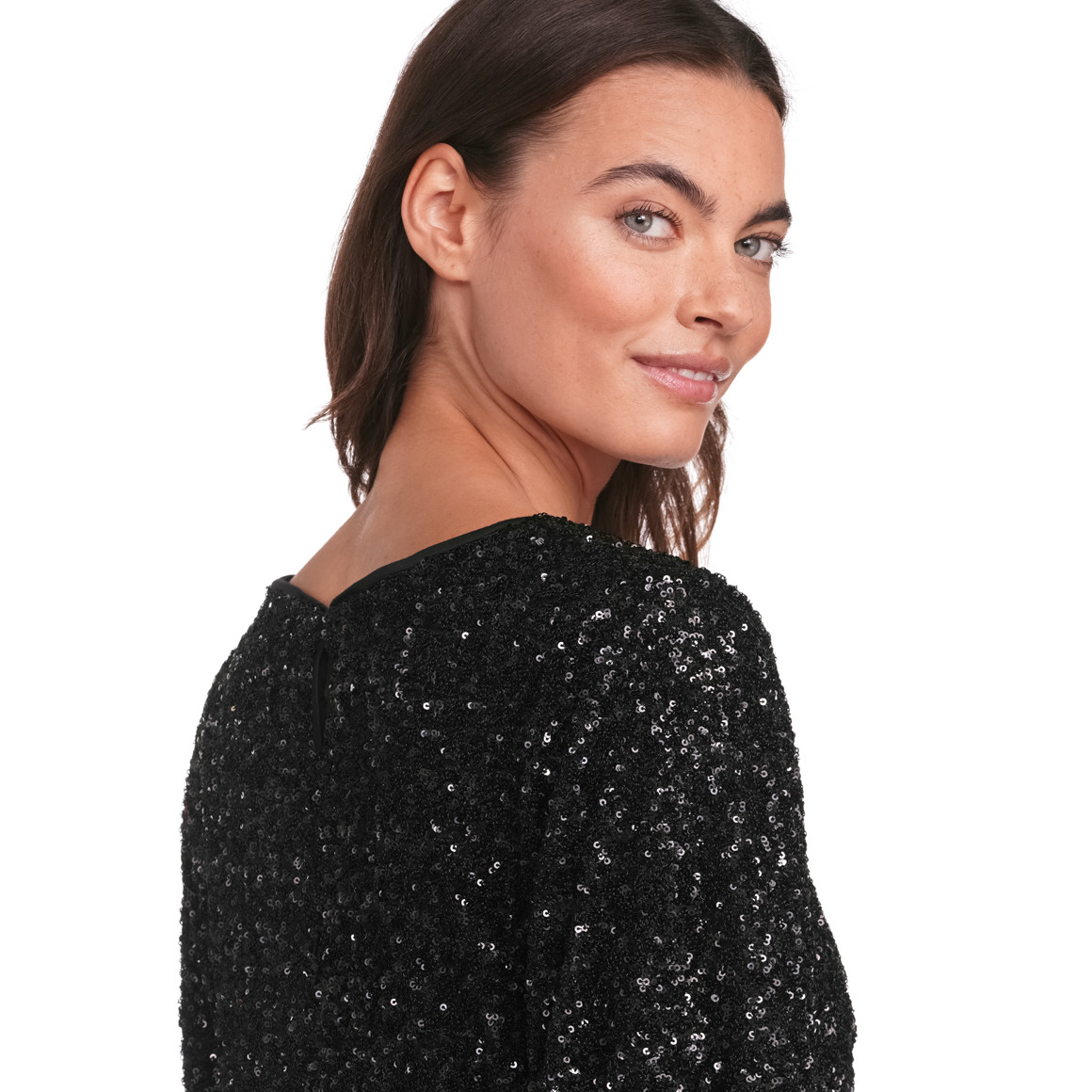 Gina Benotti Damen Paillettenkleid  mit Rundhalsausschnitt schwarz