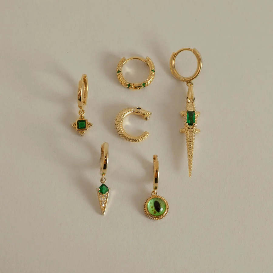 Timi Of Sweden Arya Green Crystal Pendant Hoop Earrings