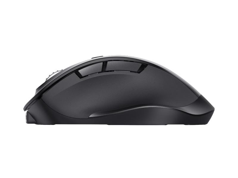Trust Ergonomische Maus Fyda Rechargeable Schwarz Wiederaufladbare Funkmaus mit geschwungenem Design