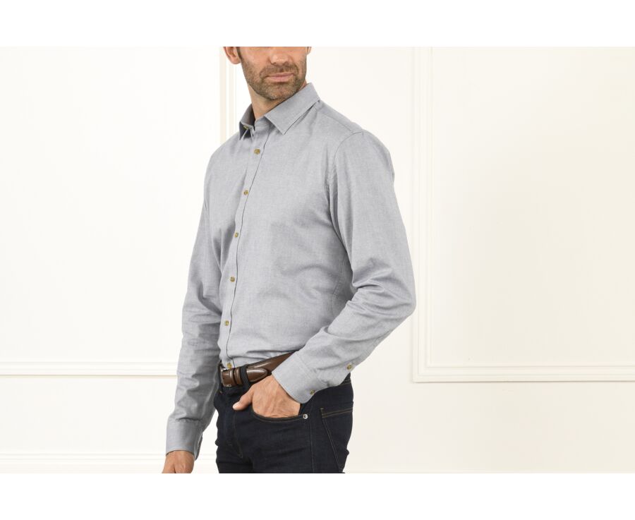 Chemise Oxford coton bleu gris clair - EVRARD