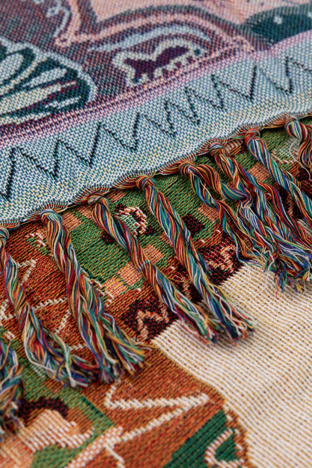 Multicolour jacquard geweven sprei met mozaïekprint (130x180)