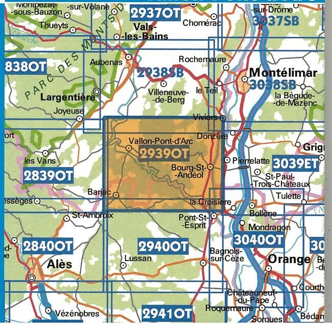 IGN - TOP25 2939OT GORGES DE L ARDECHE 1 25 000