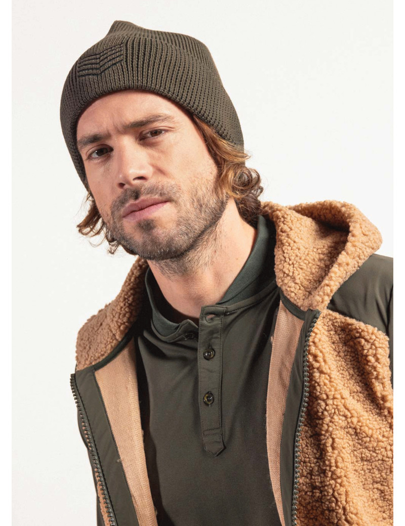 HBT BASICS KEATON HOOD JACKET SHEEP WOOL KAKI