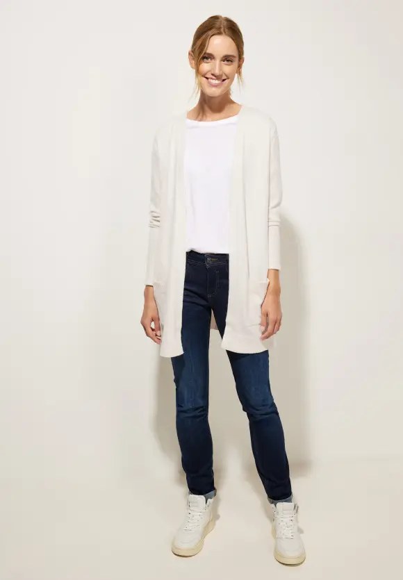 Basic Cardigan mit Taschen - cream white melange