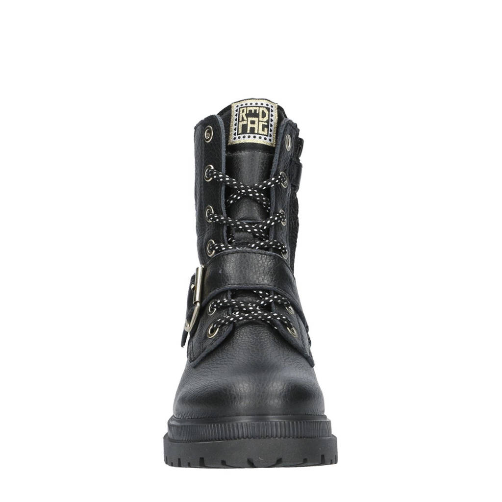 Red Rag leren veterboots zwart