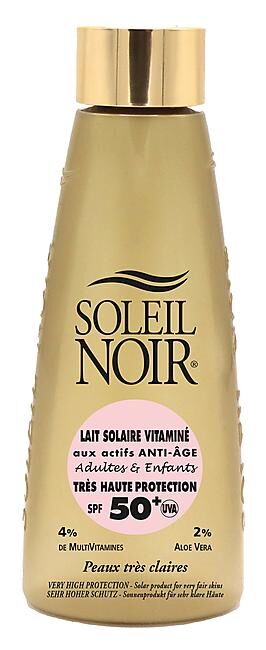 SOLEIL NOIR - LAIT SOLAIRE VITAMINE 50 + TRES HAUTE PROTECTION