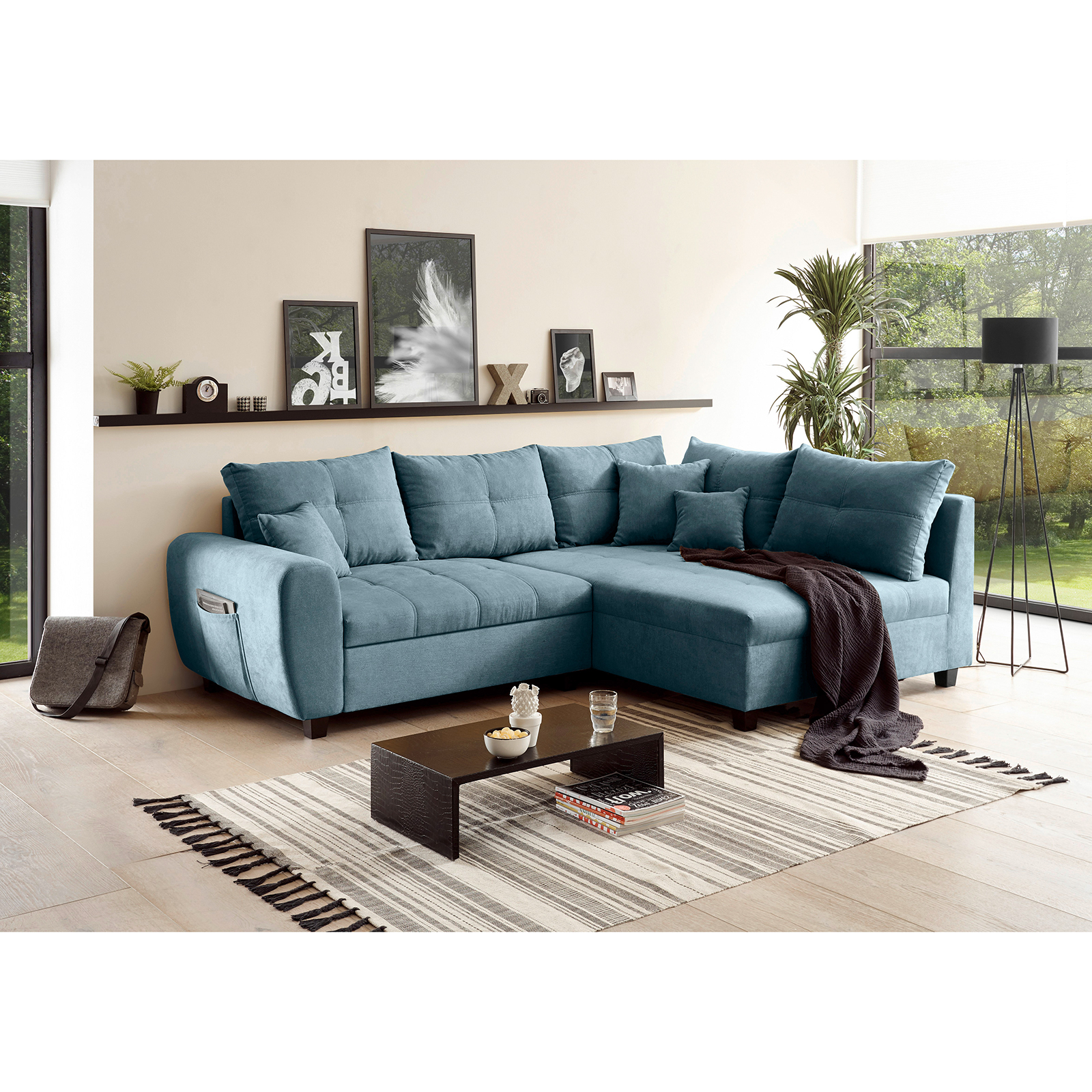 Ecksofa - denim - Liegefunktion - Recamiere rechts
