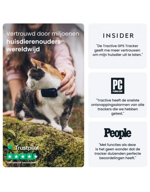 Tractive Gps Cat Mini - Kattenlocatievinder - 55x28x17 mm Donkerblauw Geschikt Voor Katten > 3 Kg