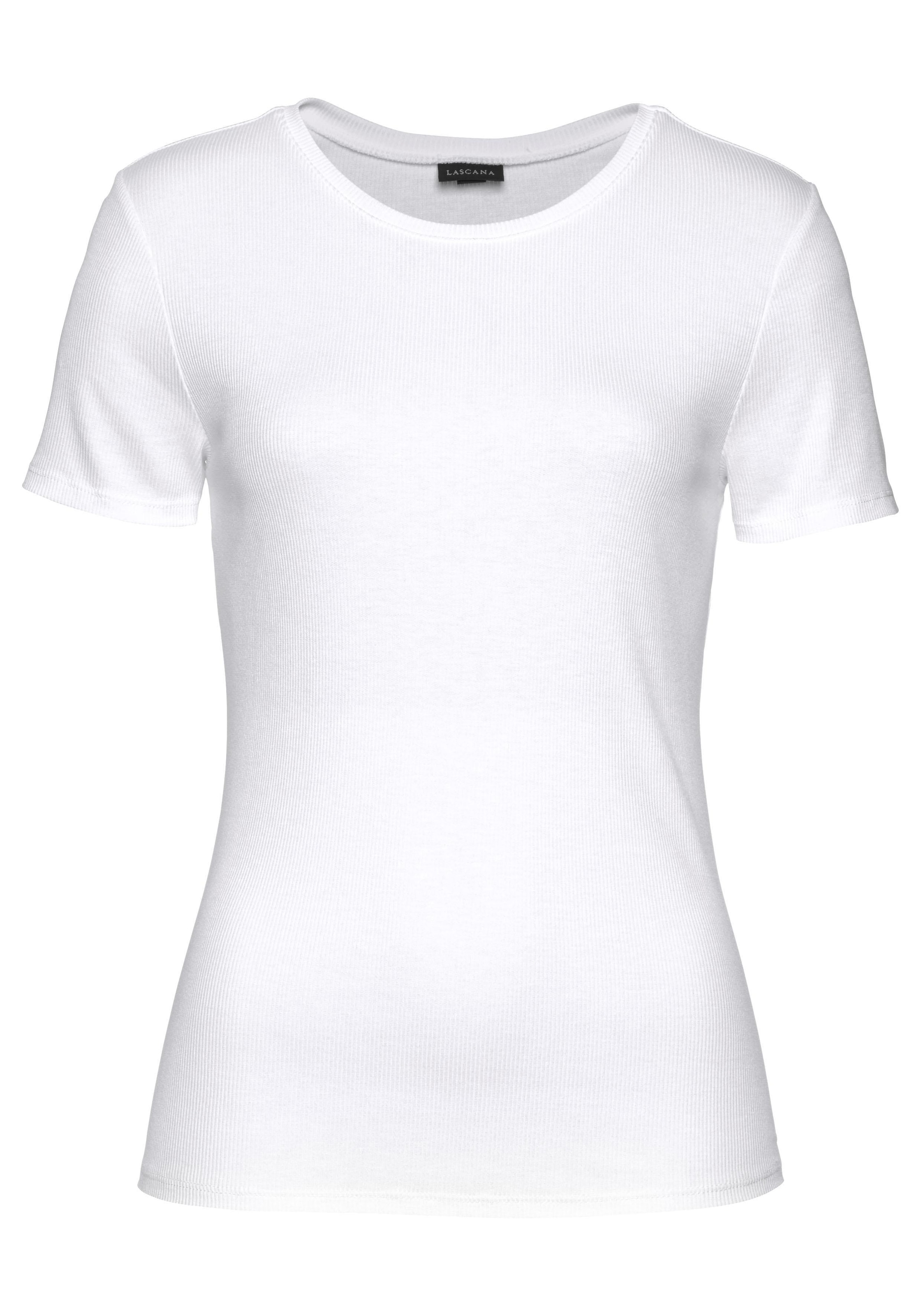 LASCANA T-Shirt , aus weicher Rippware