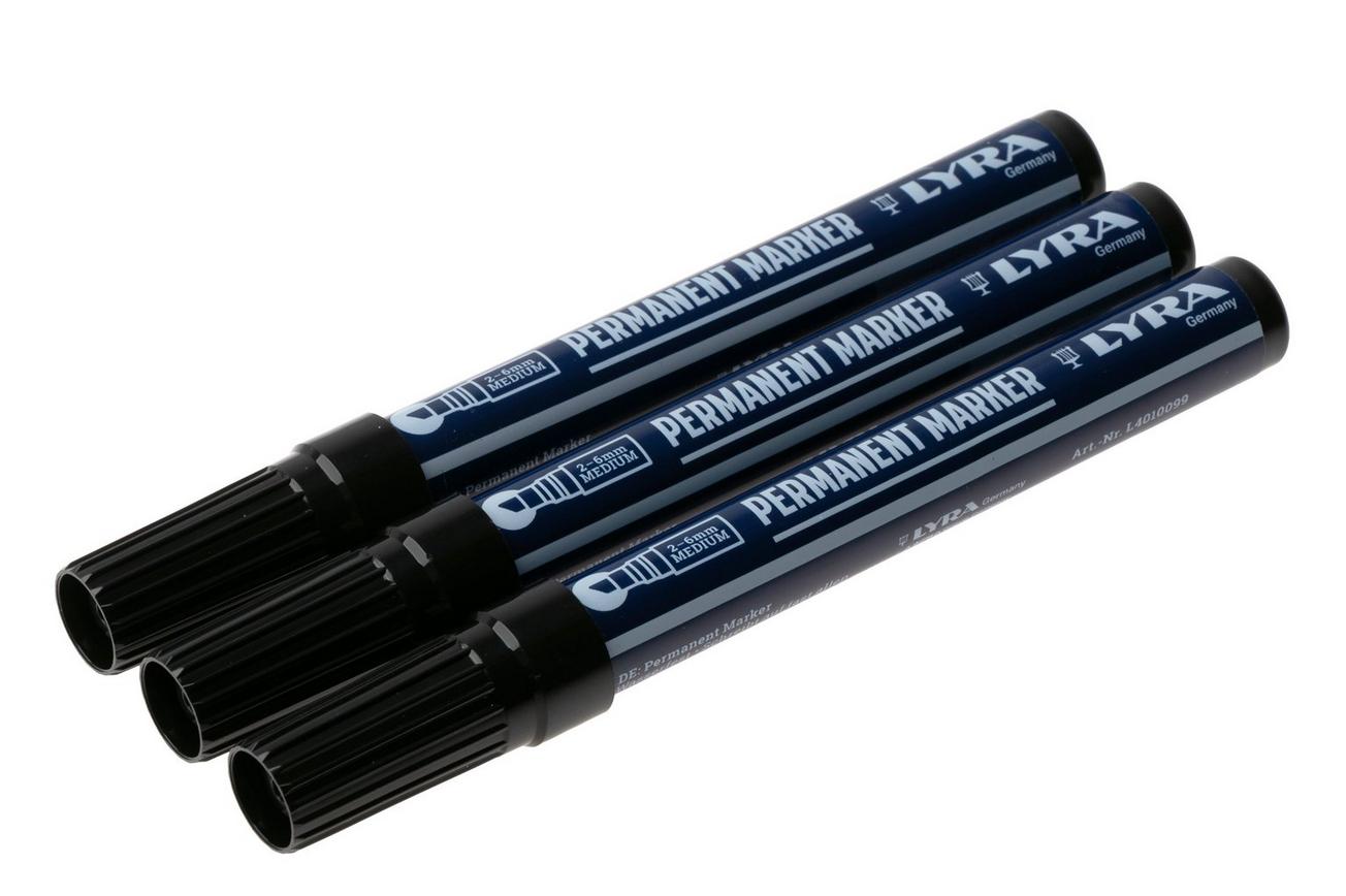 LYRA Permanent Marker L4018006 Medium, Black, set van 3 permanente markers