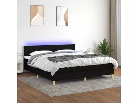 Sommier tapissier avec matelas et LED Noir 180x200 cm Tissu