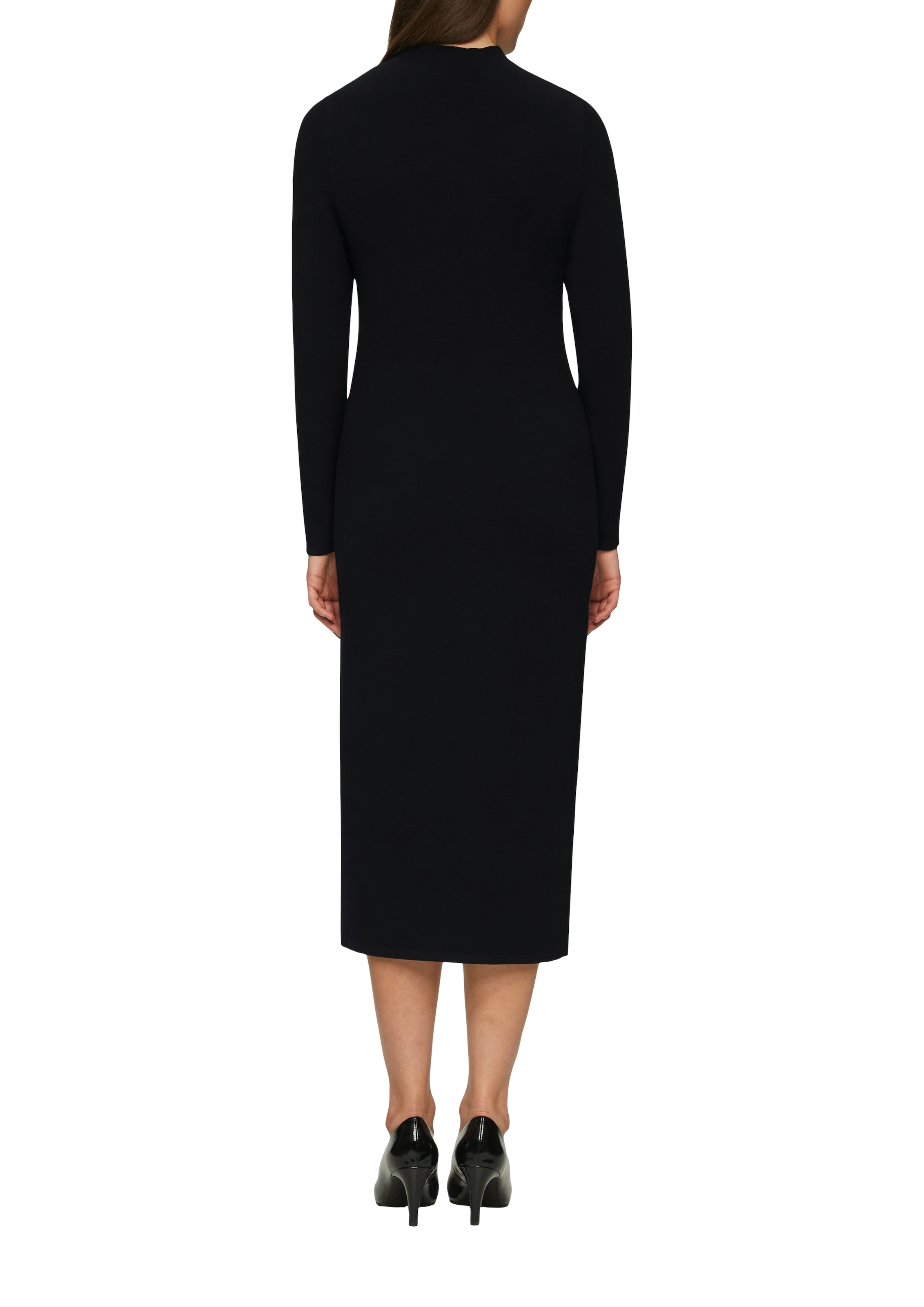 s.Oliver BLACK LABEL Strickkleid Ohne Taschen 3/4 lang, mit Stehkragen