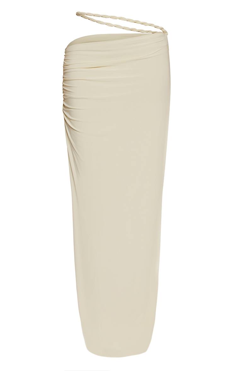 Crème Jupe Longue Co-ord En Jersey Slinky Avec Détail Torsadé À La Taille