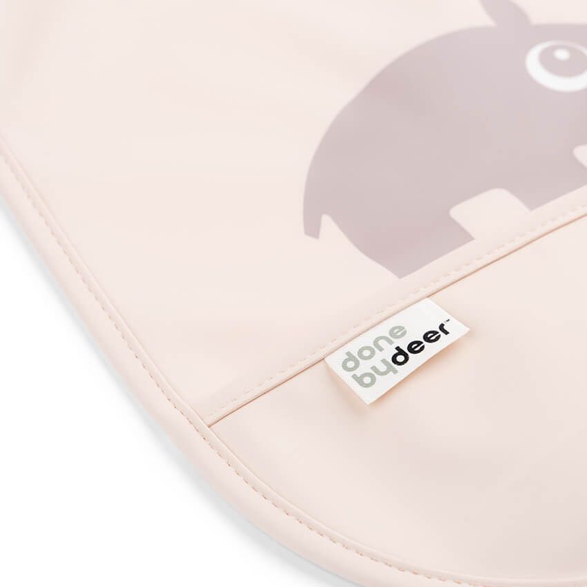 Lot de 2 bavoirs avec attache en velcro - Rose - Ecru