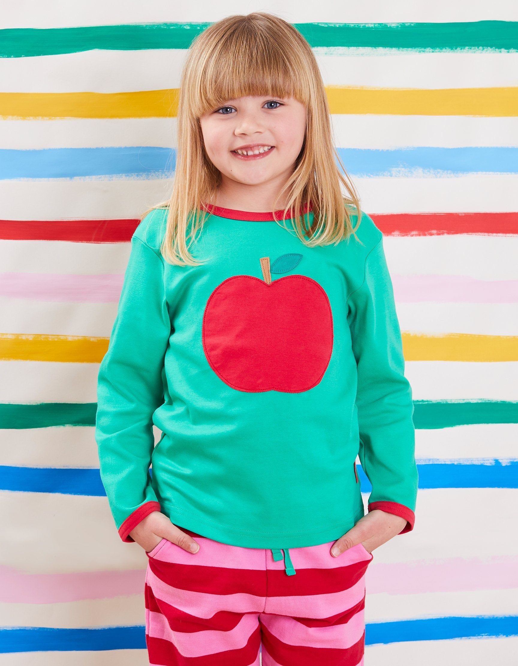 Toby Tiger Langarmshirt mit Apfel Applikation in Baumwolle