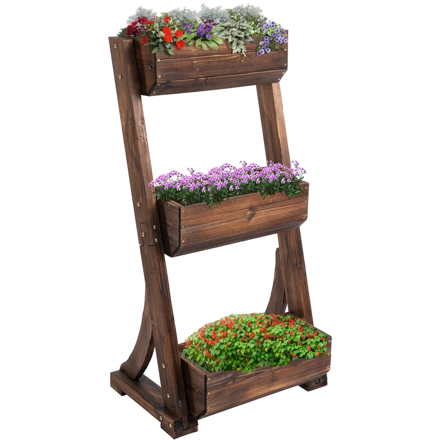 Outsunny Pflanzenregal mit 3 Stufen braun