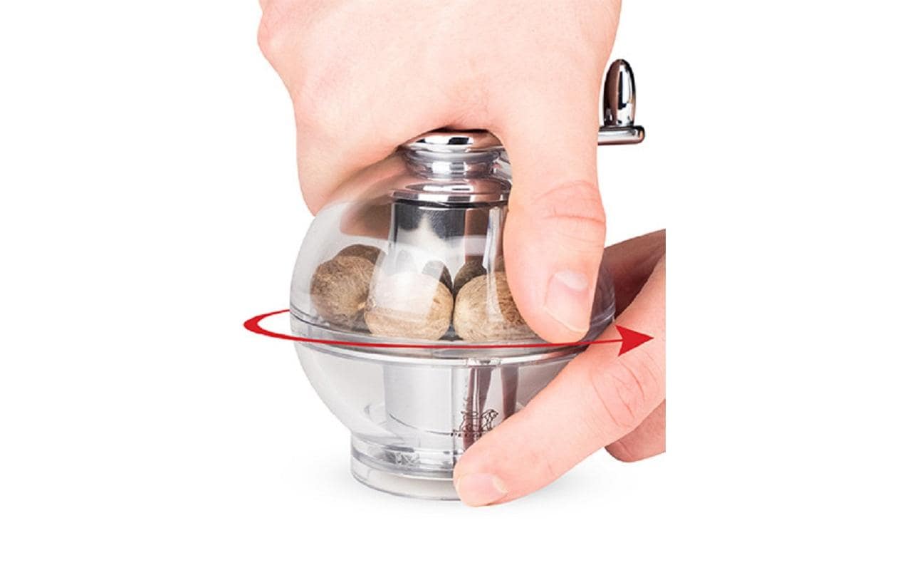 Muskatmühle Tidore 9 cm/11 cm, TransparentMühle zum Mahlen von Muskatnuss