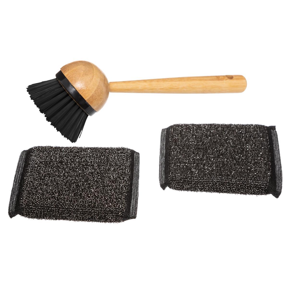 DISTRIBUTEUR SAVON AVEC BROSSE ET EPONGE BAMBOU