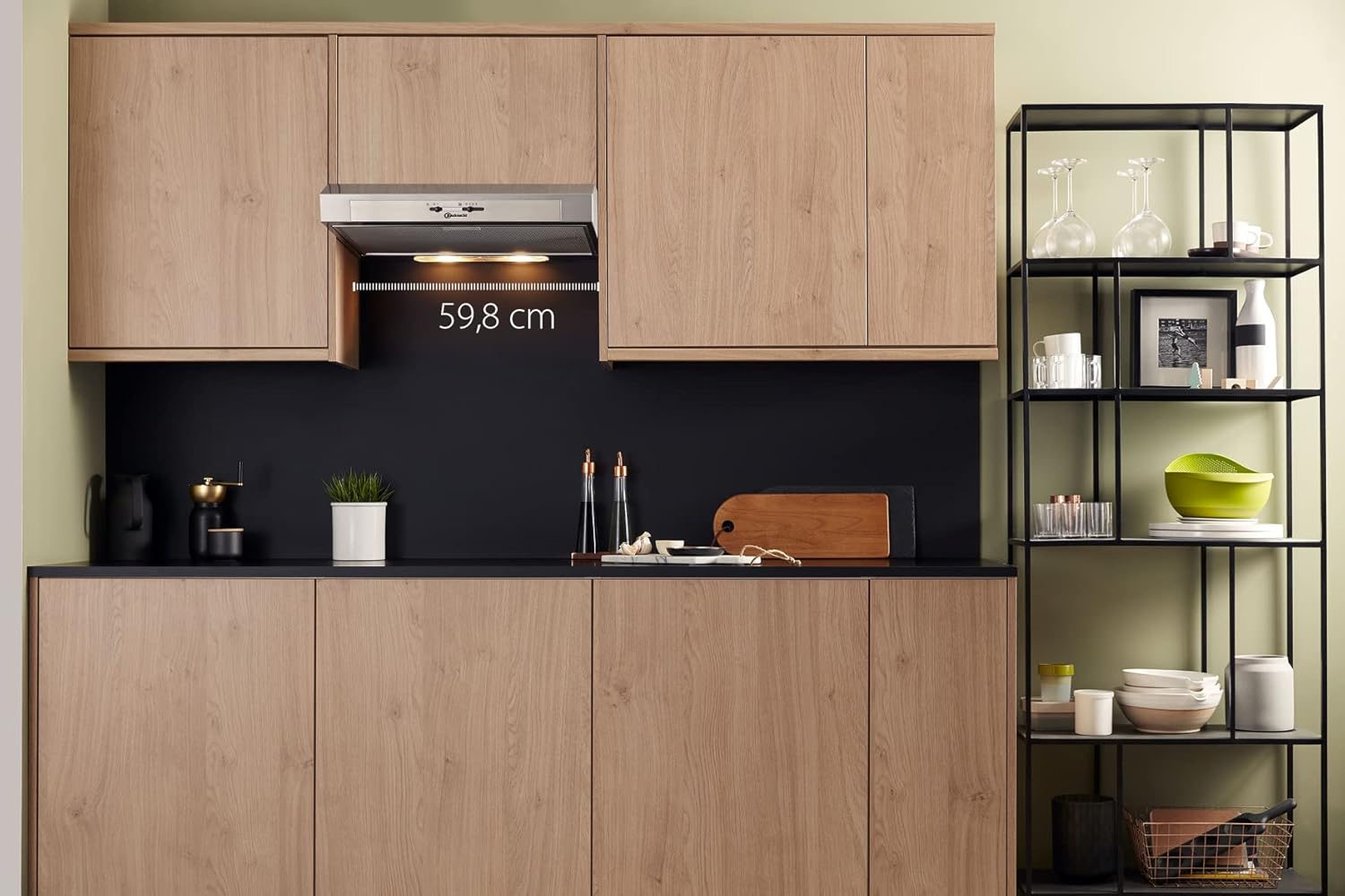 Bauknecht DC 5460 IN/1 Dunstabzugshaube Unterbau/Kompakt-Dunsthaube / 60cm / Für Abluft- und Umluftbetrieb geeignet/Edelstahl / 103,3 kWh/LED / 3 Leistungsstufen/Energieeffizienzklasse D
