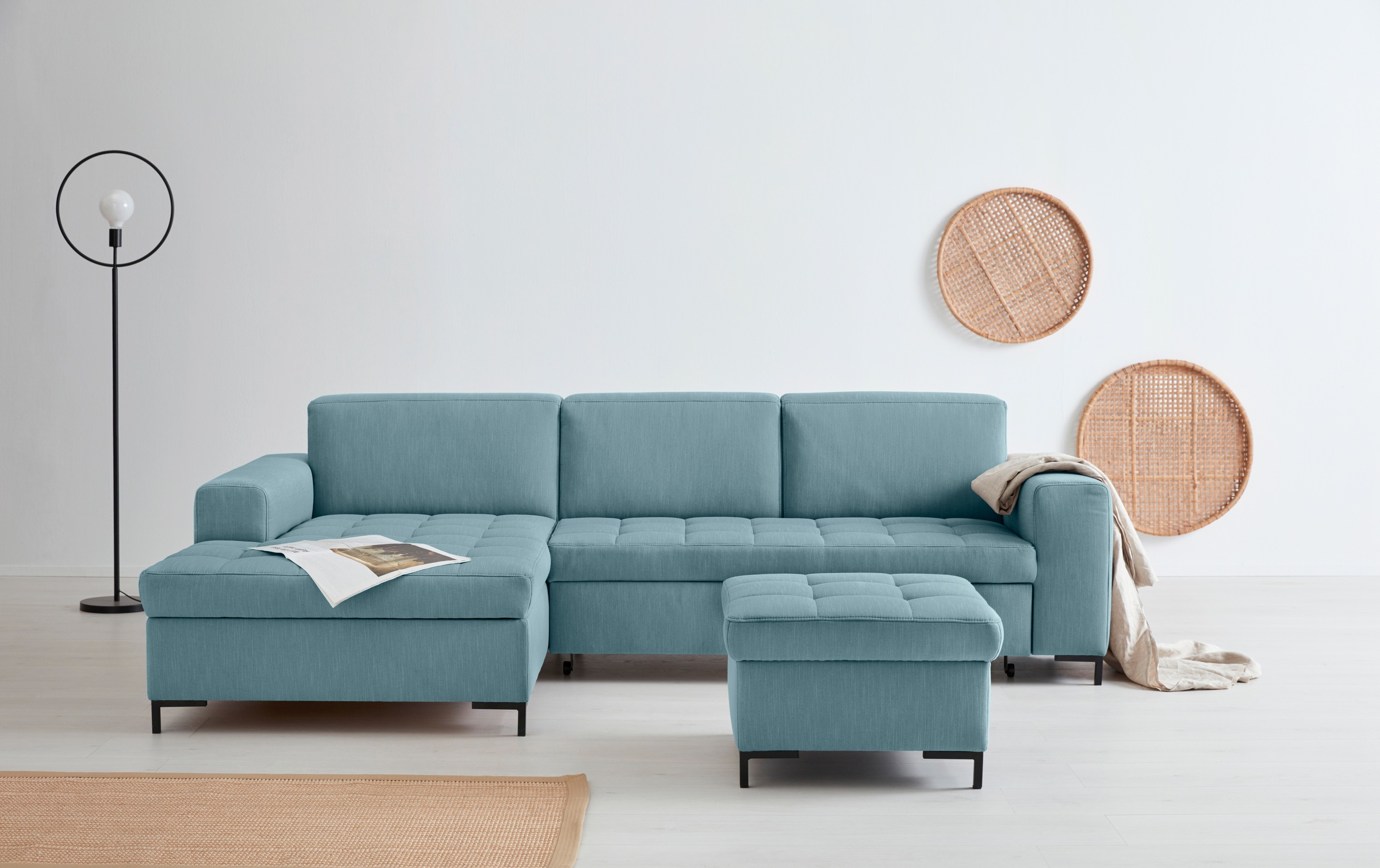 GOODproduct Hocker »Grazzo« hochwertige Stoffe aus recyceltem Material, Steppung im Sitzbereich
