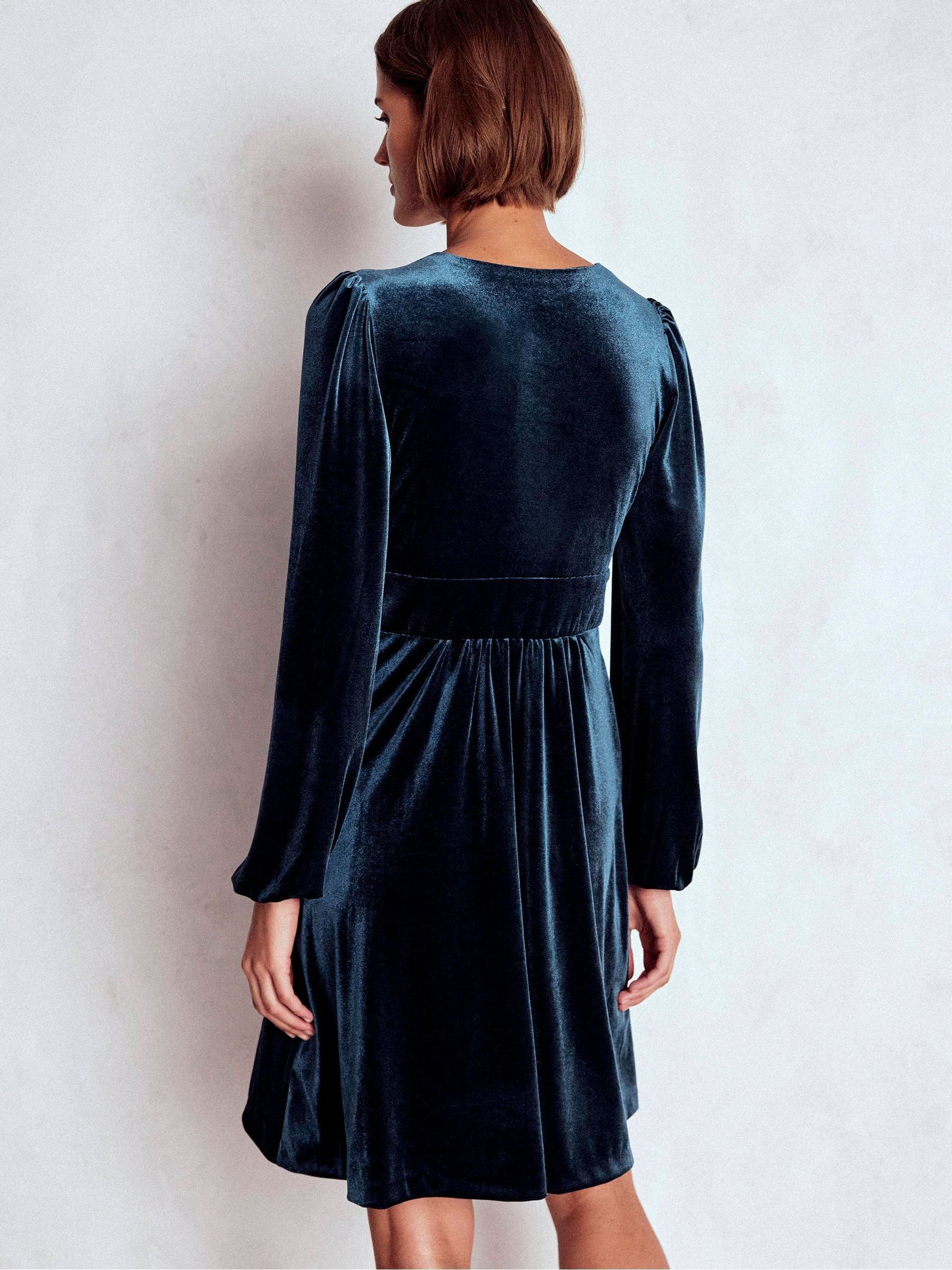 Blauw - Boden Jocelyn Short Velvet Dress