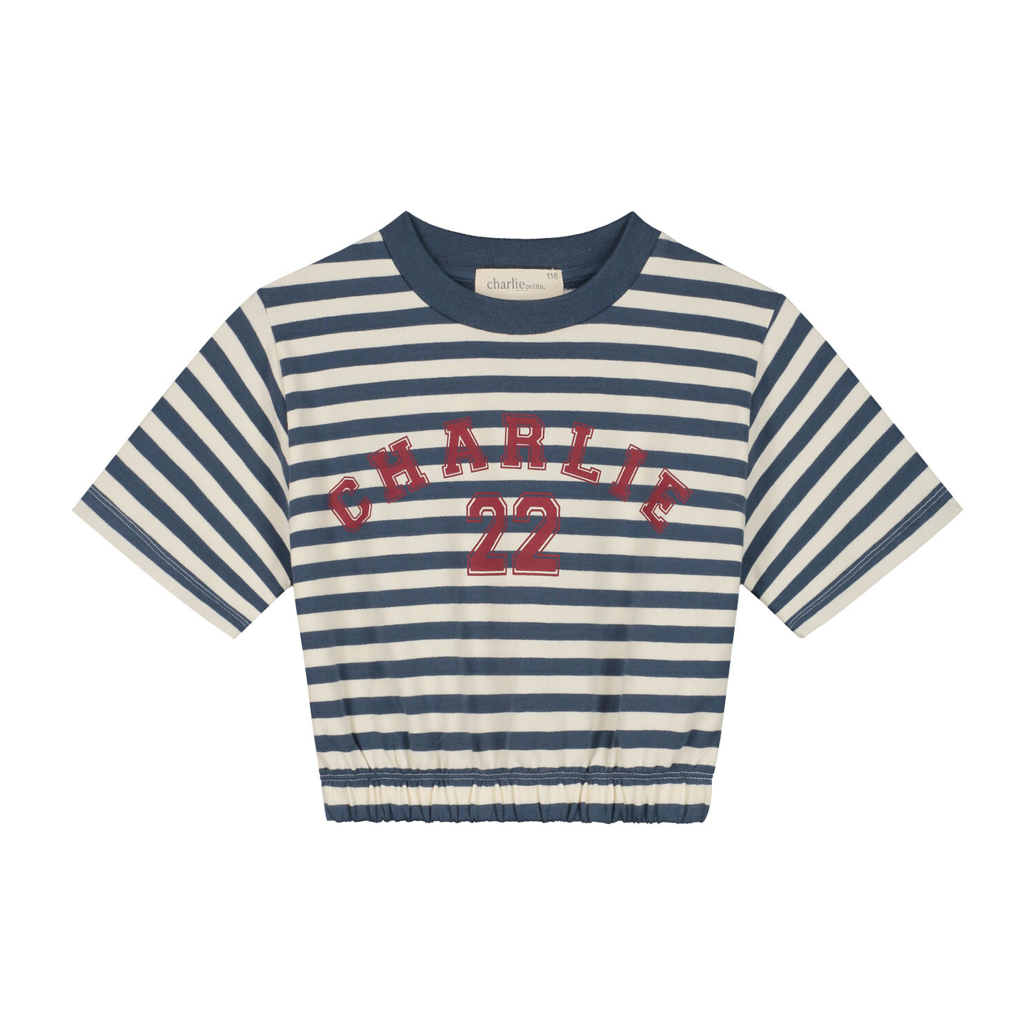 Charlie Petite | Nicky T-shirt | Stripes Denim Blue/Ecru