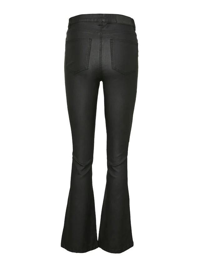 Noisy may Lederimitathose »NMSALLIE HW FLARE COATED PANTS NOOS«