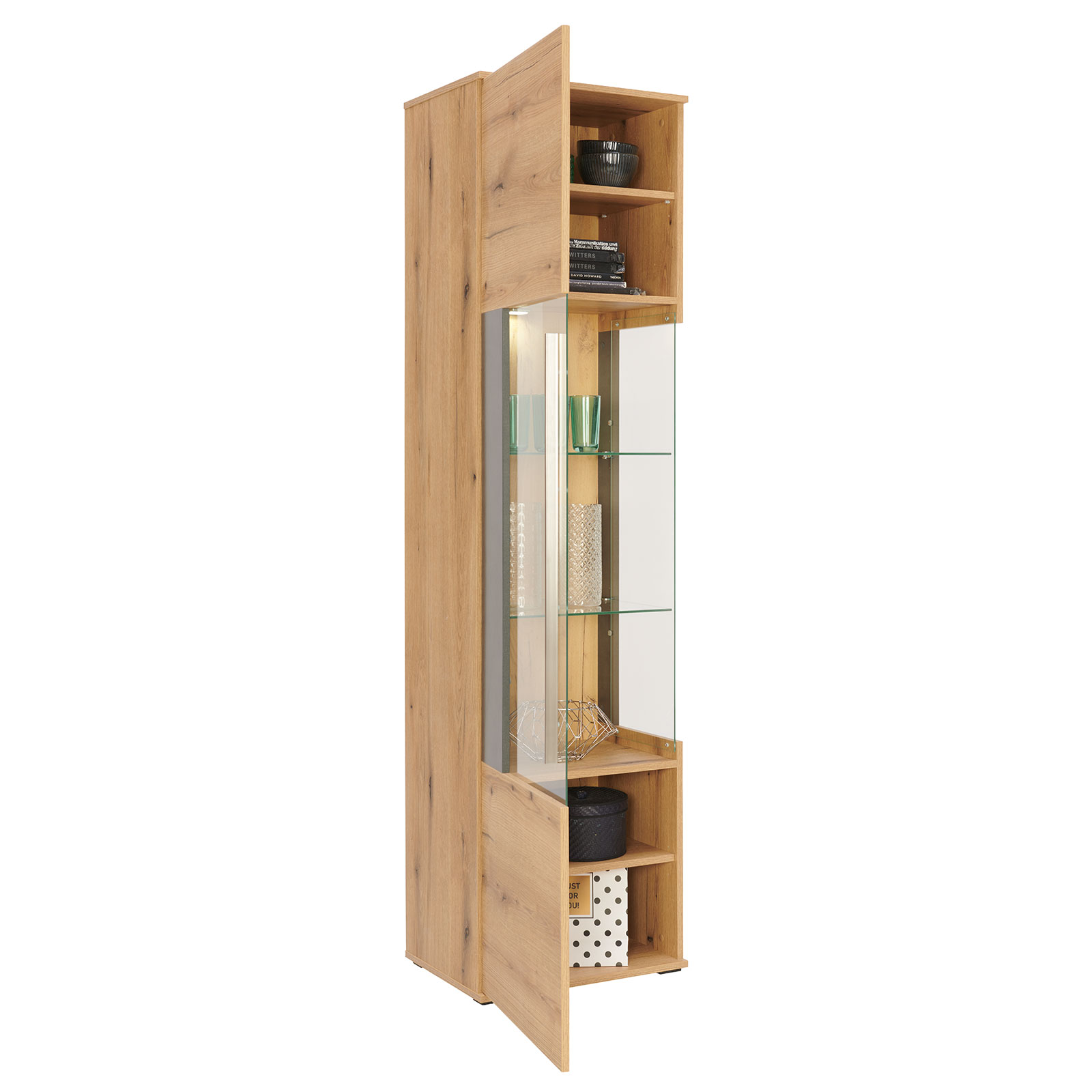 Standvitrine - Coast Evoke Eiche - Matera dunkel - 201 cm