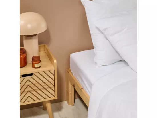 Drap housse uni 100% Percale de coton - Blanc - 140x190cm