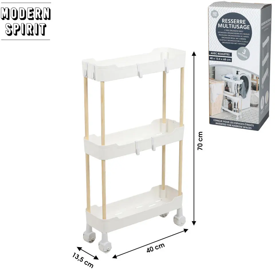Modern Spirit Keuken/badkamer trolley - 3 laags - 40 x 70 cm