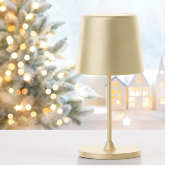 Tafellamp Kaami draagbaar LED 2W voor buiten met USB oplaadbare accu, matgoud