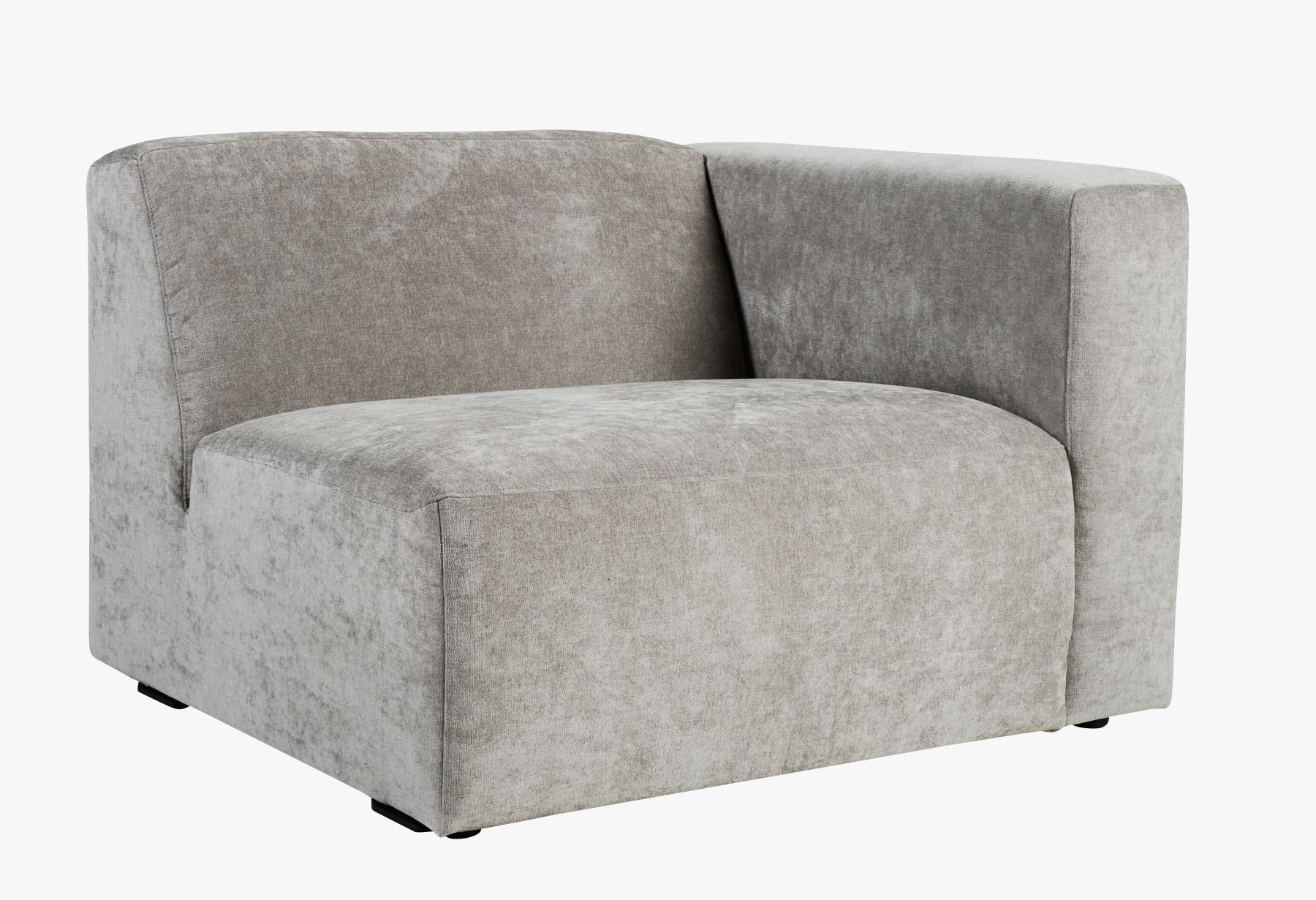 Modulsofa 1,5 seter m/armlene høyre grå - 110x93x73 cm