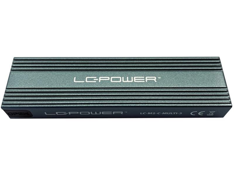 LC-Power Externes Gehäuse LC-M2-C-MULTI-3 M.2 Externes USB Typ-C Gehäuse für M.2 NVMe SSD