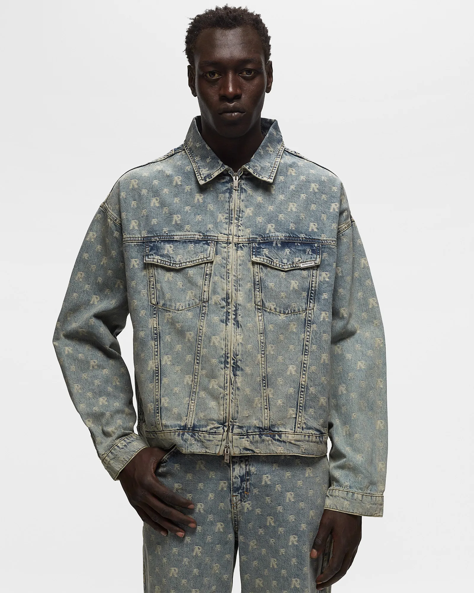 Represent MONOGRAM DENIM JACKET