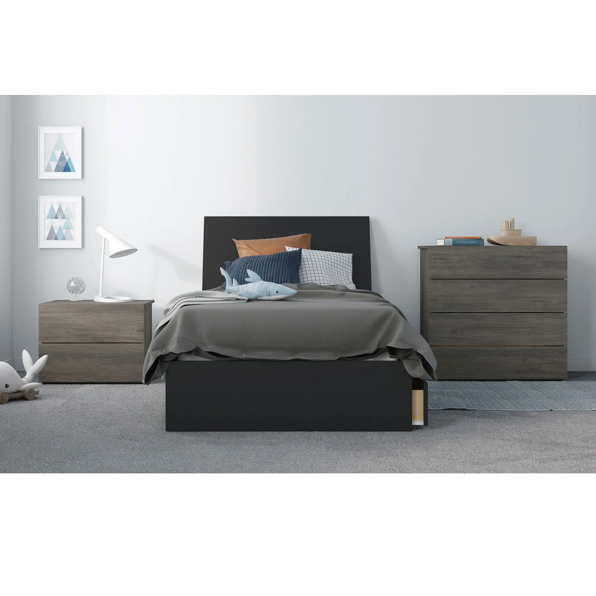 Nexera Table de nuit - Gris Écorce