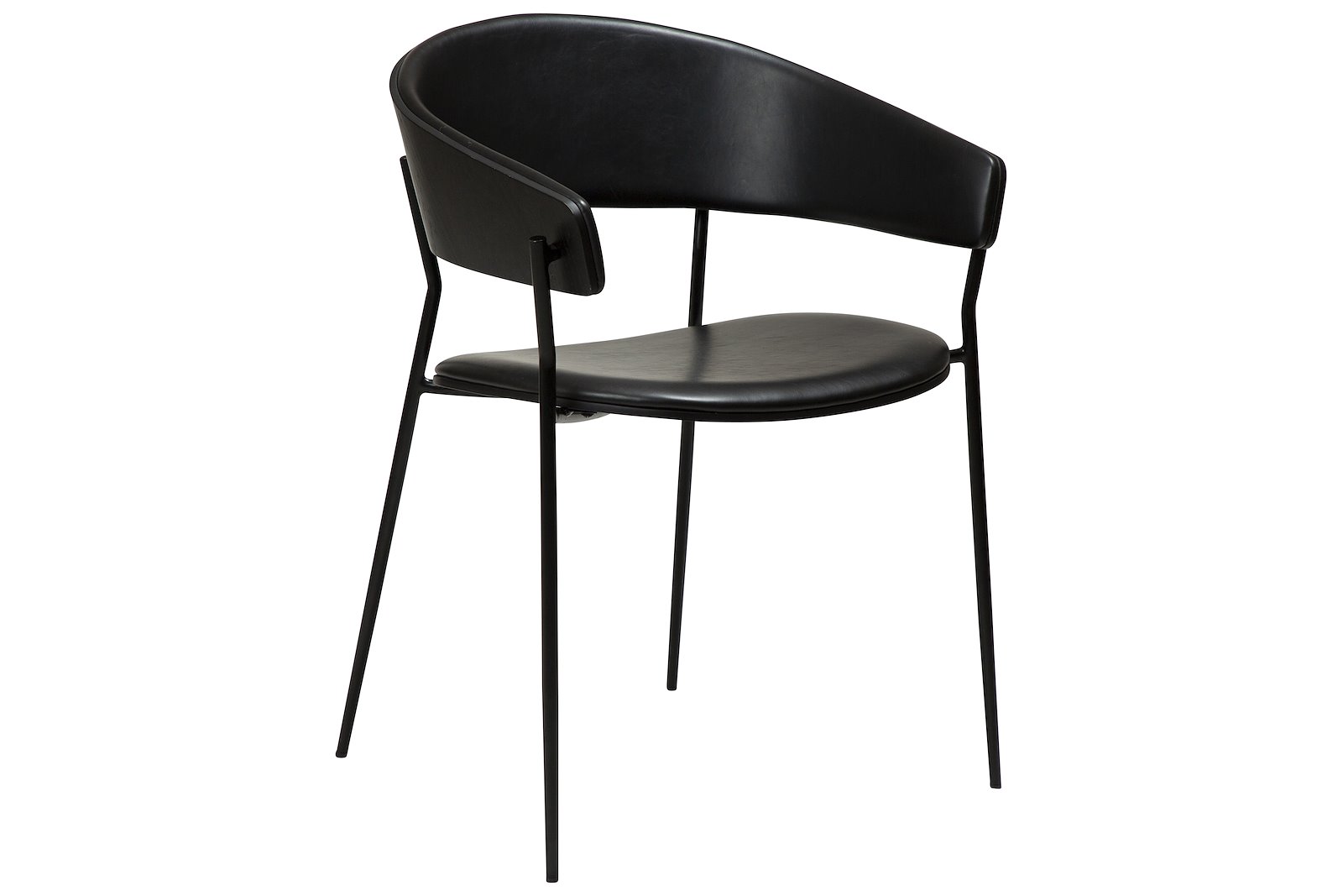 Crib spisestol Med arm. Sort PU med sortbeiset askefinér rygg og sorte ben