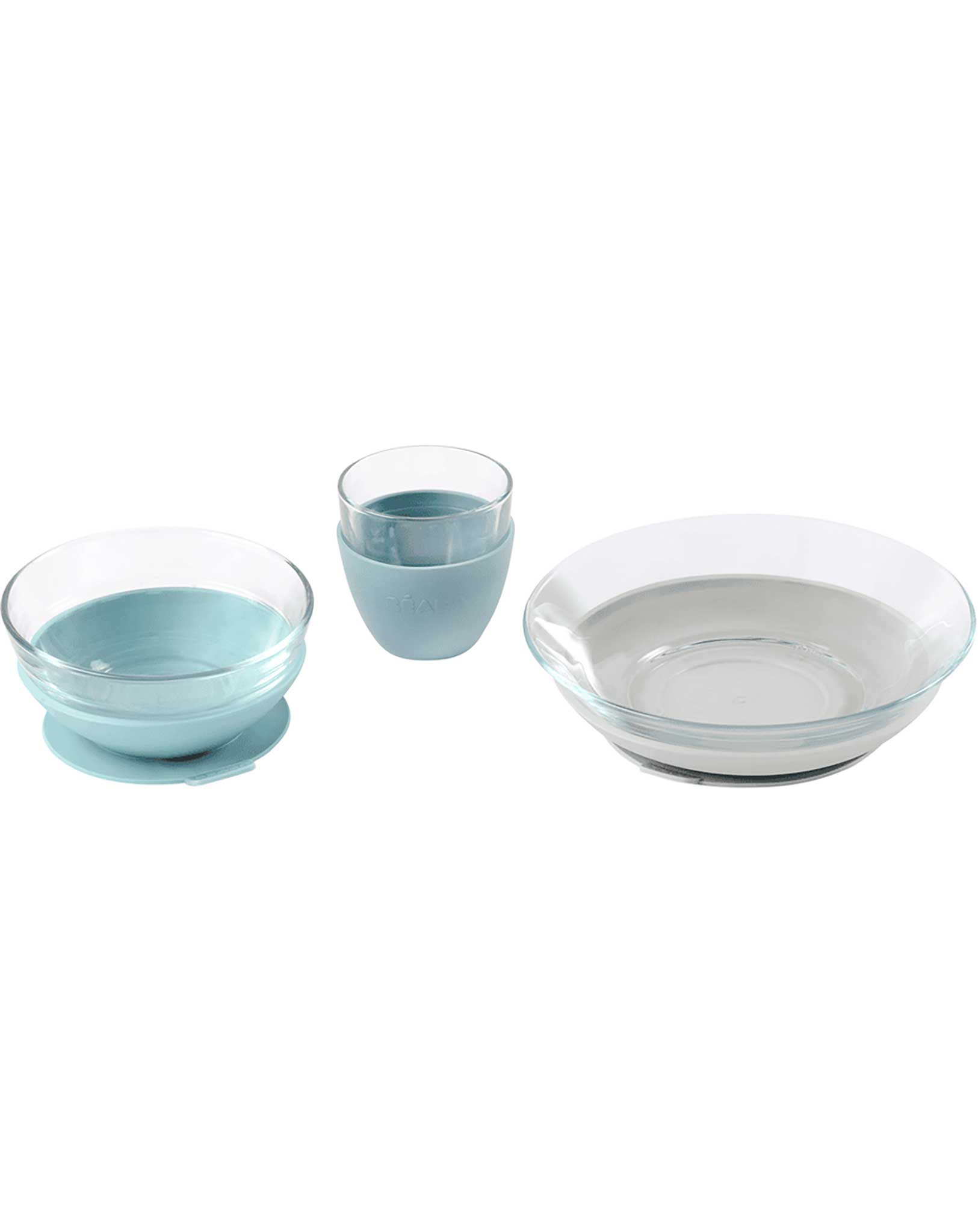 Glas-Geschirrset PRESENT 3-teilig in blau