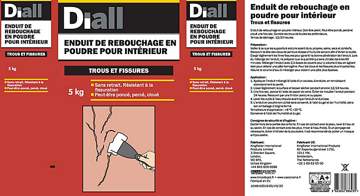 Enduit de rebouchage en poudre Diall 5kg