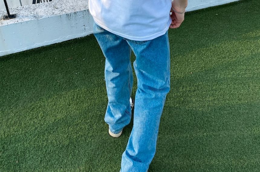 SeoulPop - T-shirt met korte mouwen en tekst in losse pasvorm
