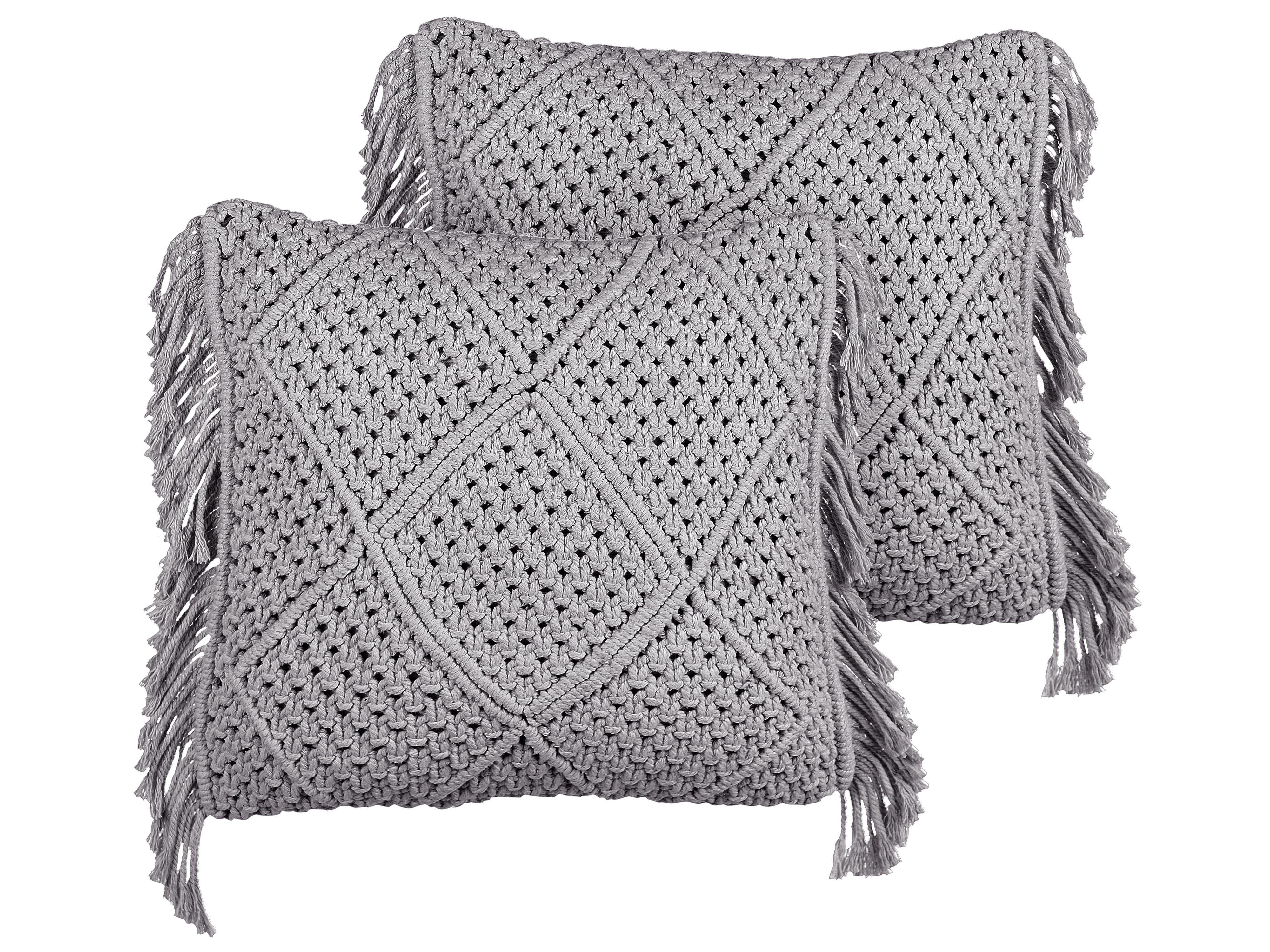 Set van 2 sierkussens BESHAM Katoen 45 x 45 cm Grijs geometrisch patroon