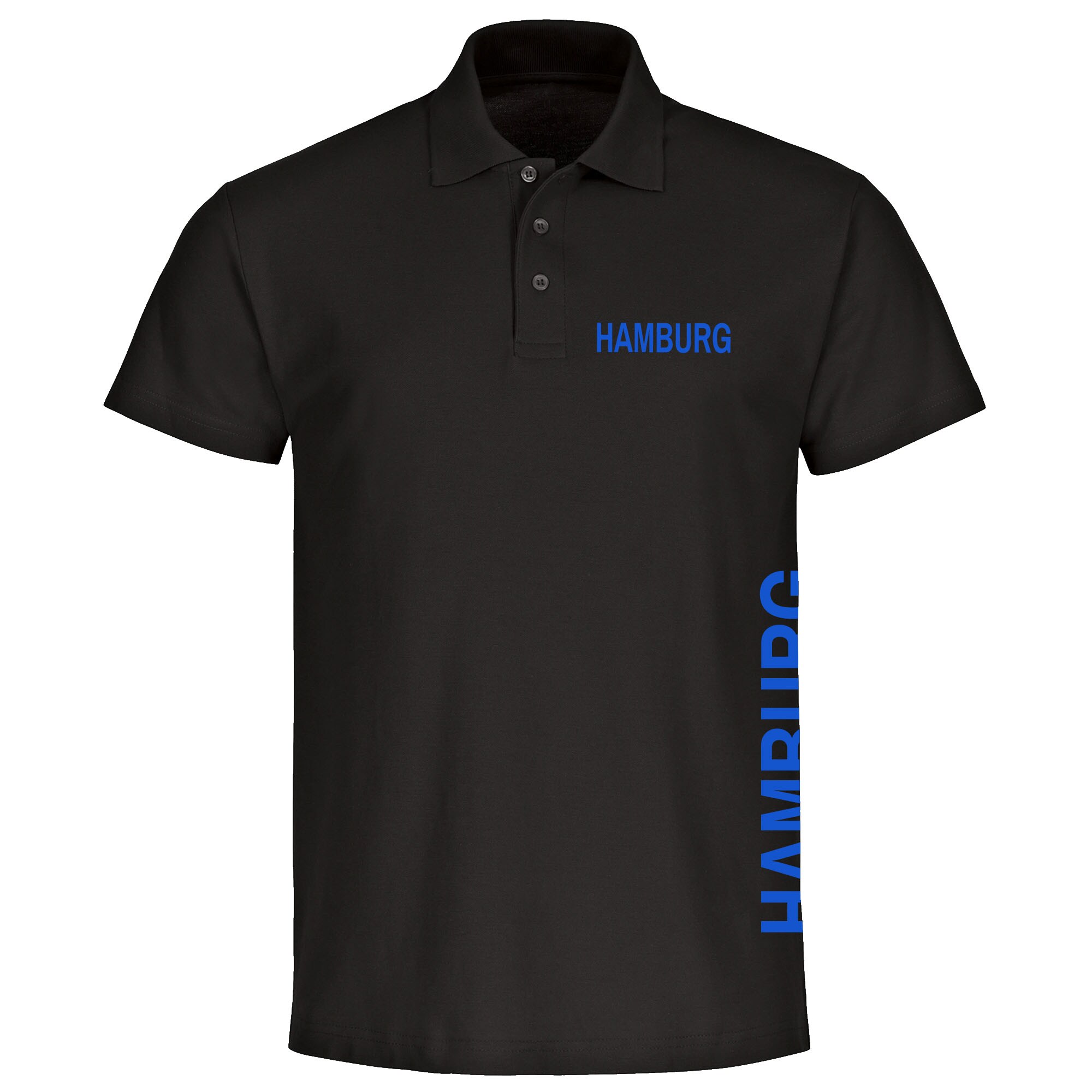 multifanshop® Poloshirt - Hamburg - Brust & Seite - Druck blau