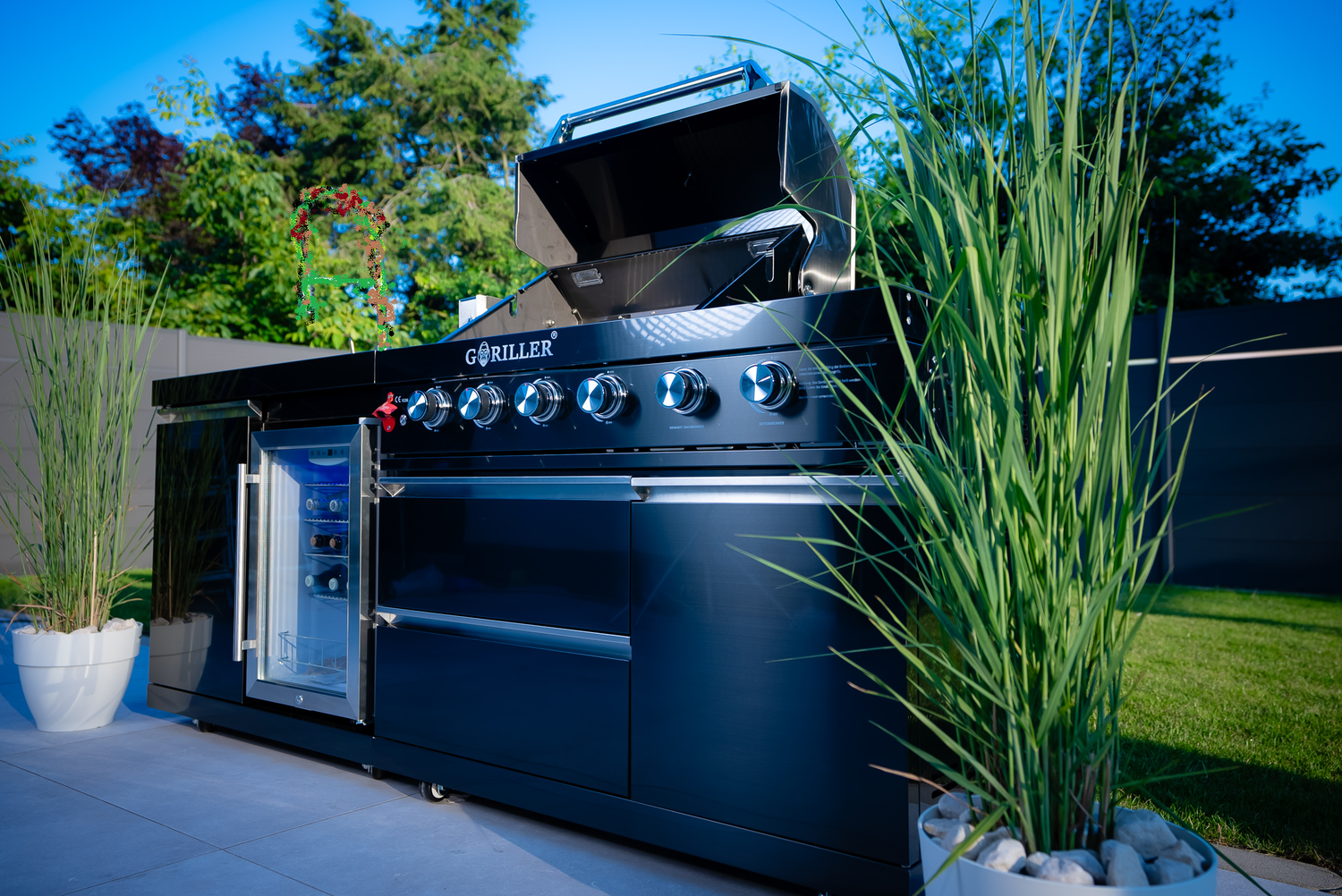 GORILLER® Grillmaster FUSION LITE Rockster - RVS/Zwart - Voorgemonteerd, 230x58x90cm, Incl. Graniet