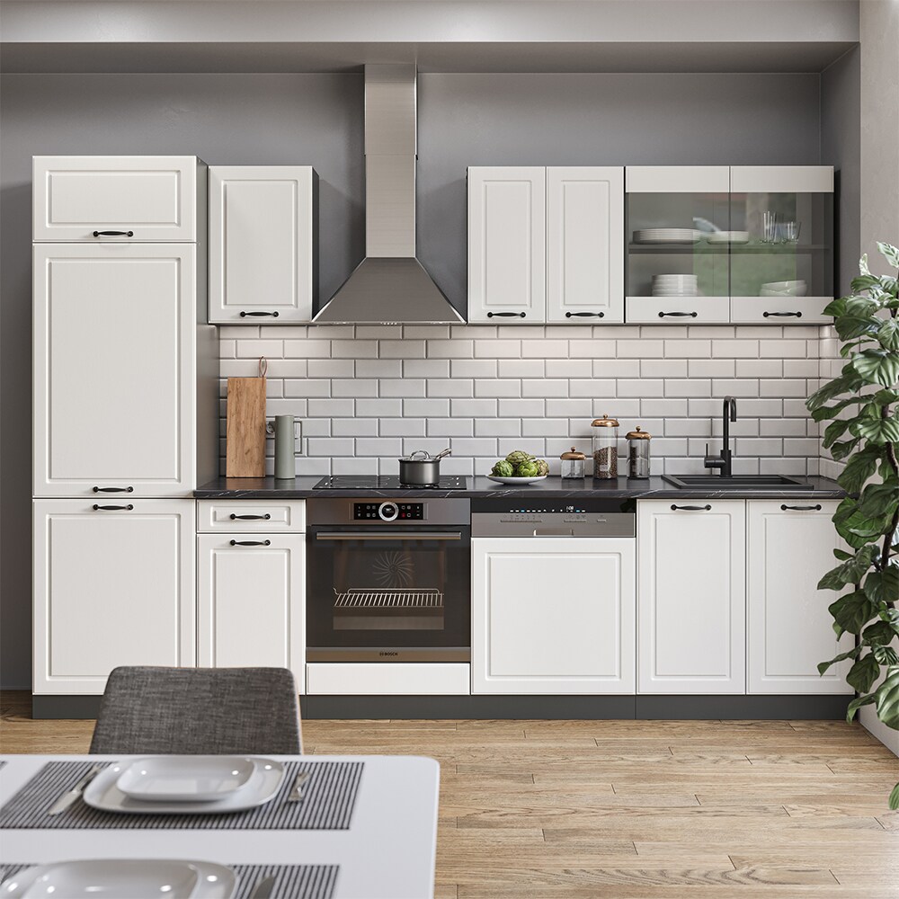 Vicco Küchenzeile Küchenblock Einbauküche R-Line 300 cm Landhaus Anthrazit KUS