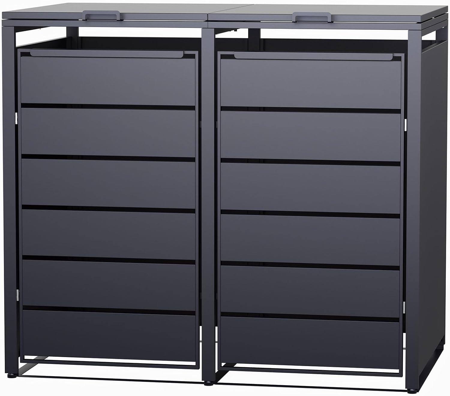 2er Mülltonnenbox Metall anthrazit 132x80x116 cm mit Magnettüren