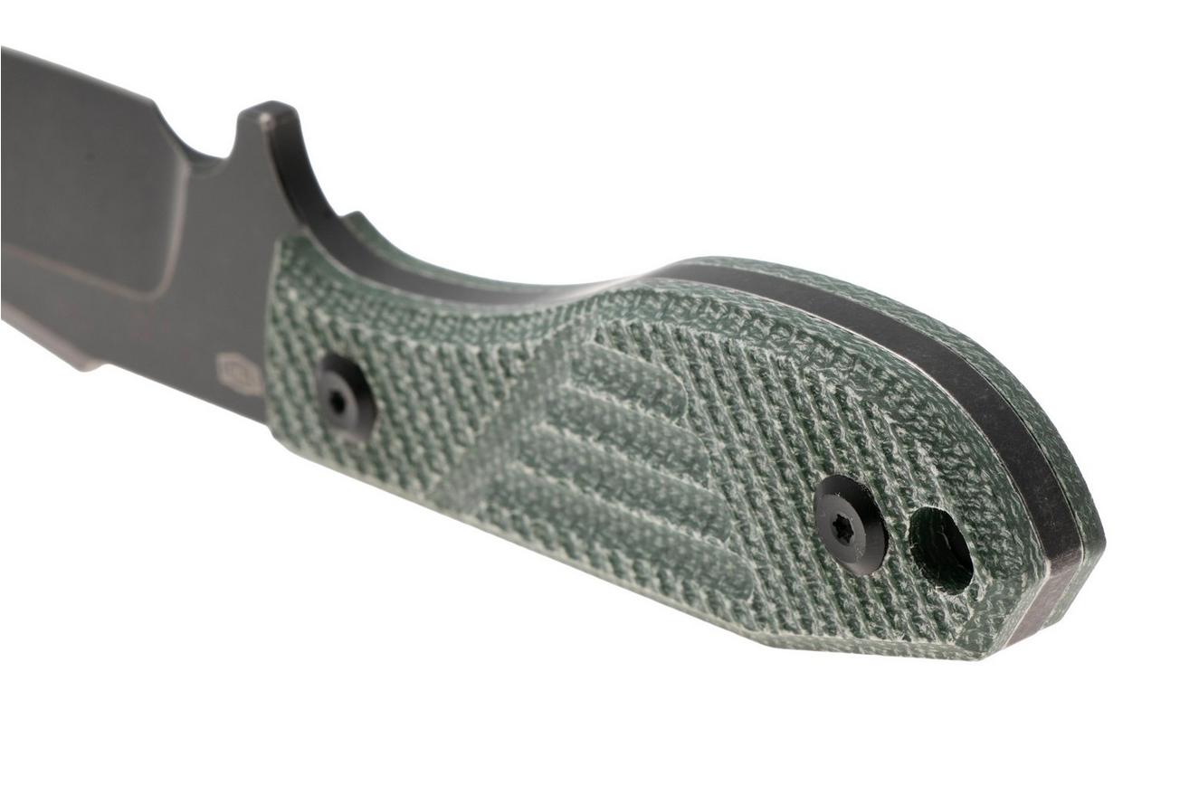 Tenable Knives Tiny Dancer G014A6 Blackwashed D2, Green Micarta, vaststaand mes, Jonathan Styles design