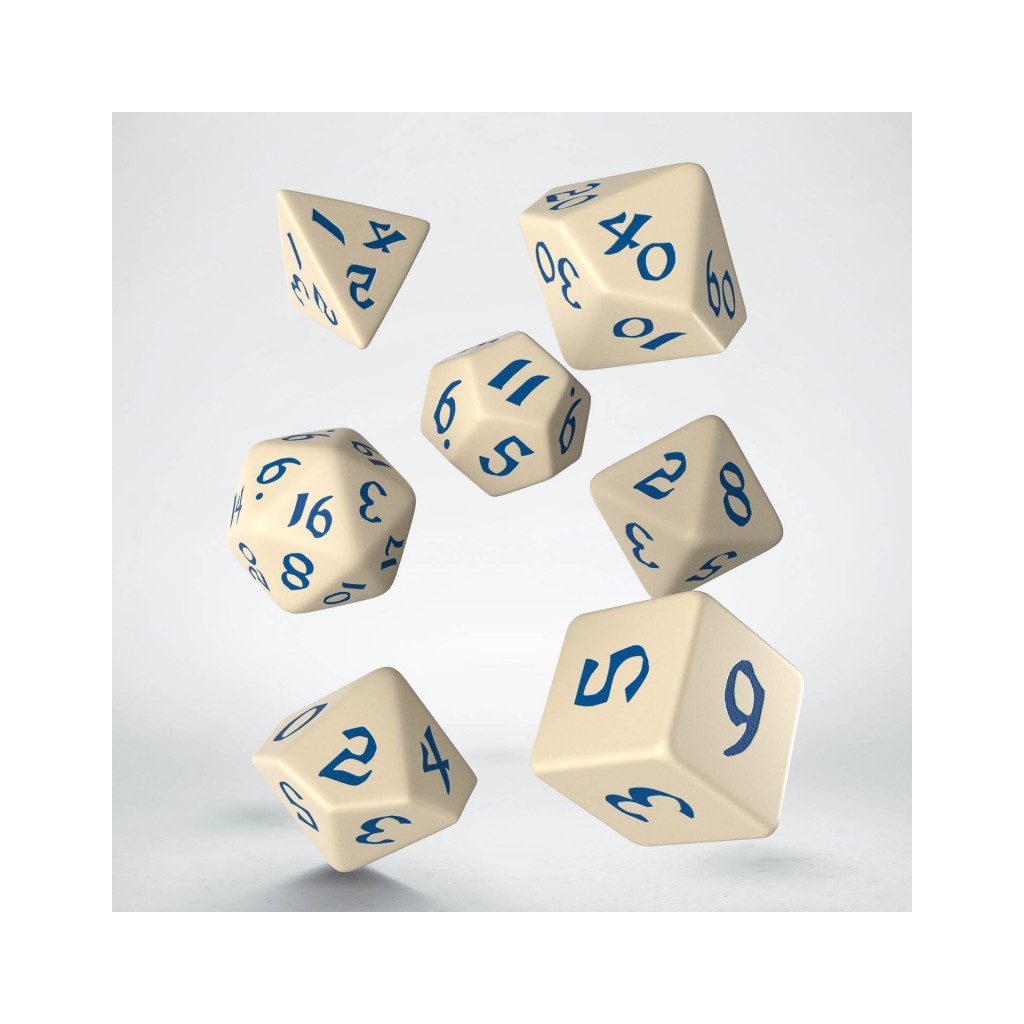 Classic Runic Beige & blue Dice Set (7)