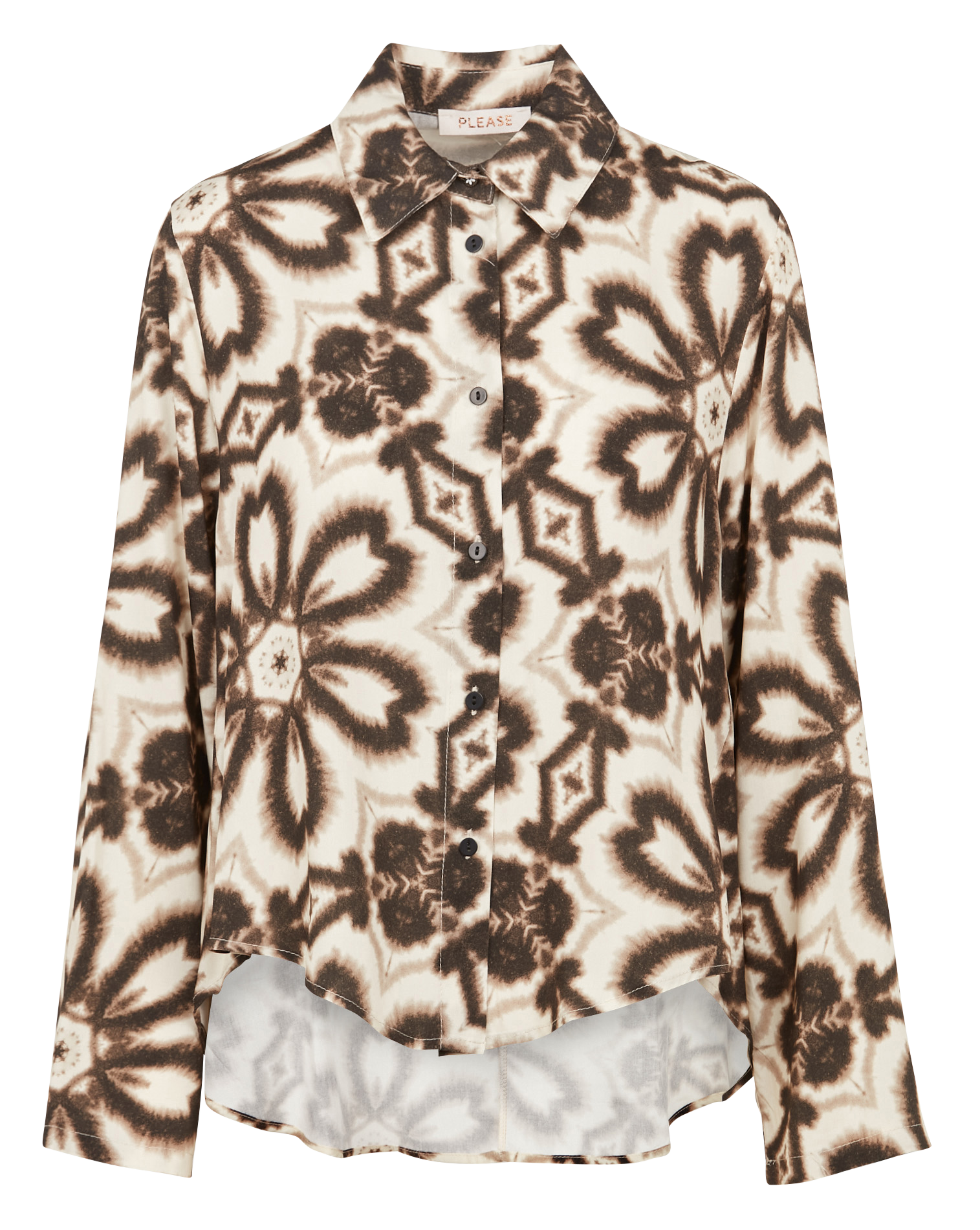 Chemise col classique imprimée| Beige