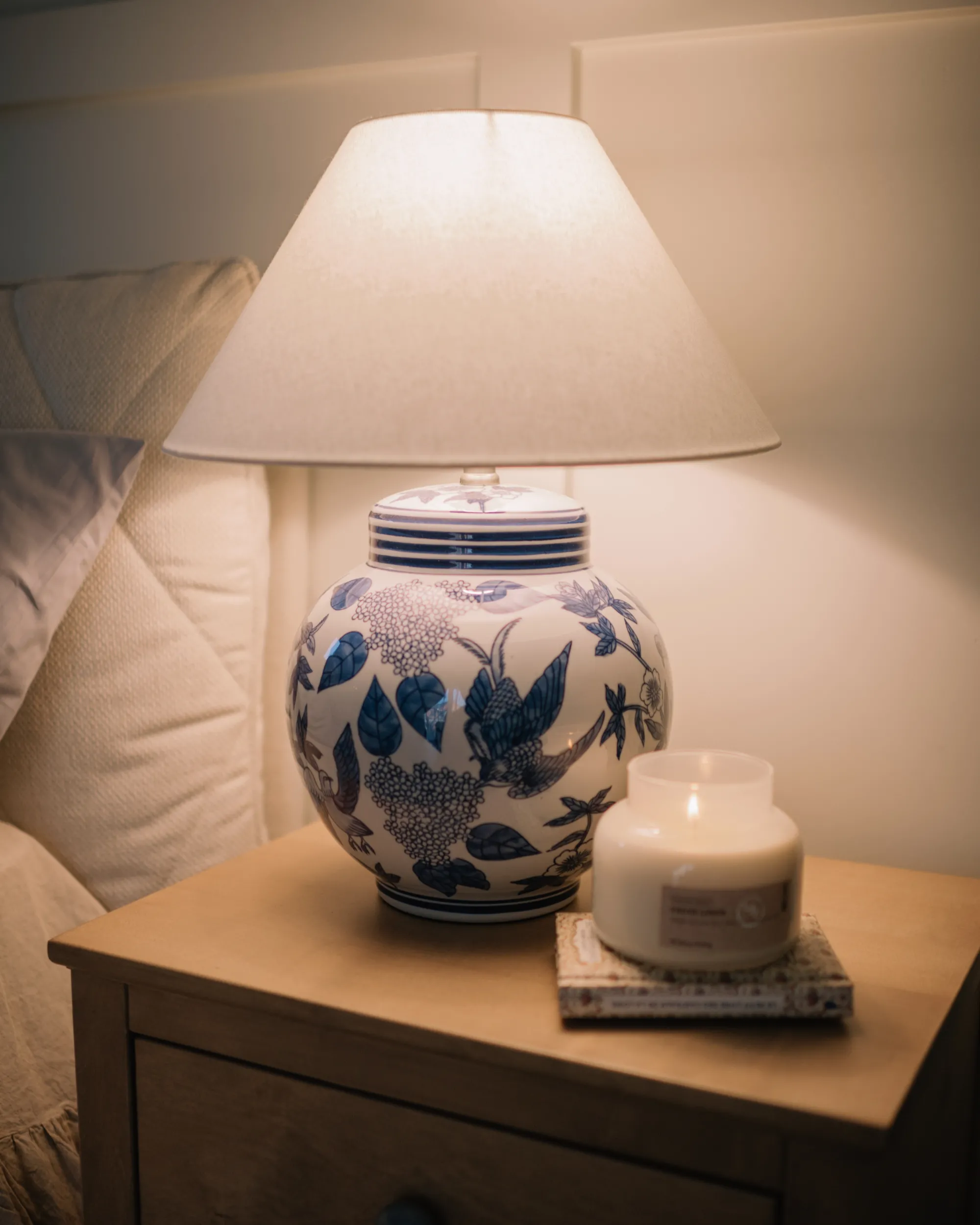 Tafellamp ARUNCA Porselein Wit/blauw